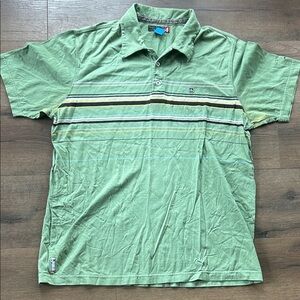 Quiksilver Vintage Olive Striped Polo Shirt ! XL